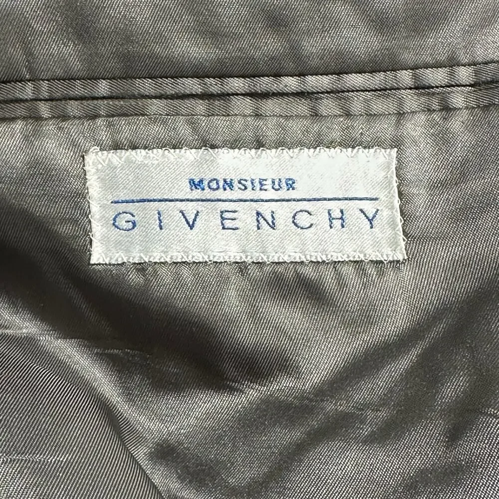 Monsieur Givenchy Suit Jacket Mens 44L‎ Black Pinstripe Sport Coat Blazer USA